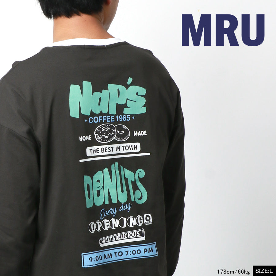 MRU エムアールユー Tシャツ メンズ 春服 ロゴ プリント 長袖 マルカワ ロンT（0115030042）