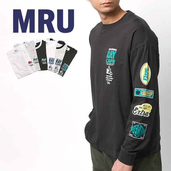 MRU エムアールユー Tシャツ メンズ 春服 ロゴ プリント 長袖 マルカワ ロンT（0115030042）