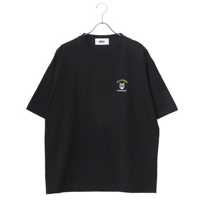 MRU エムアールユー ワンポイント刺繍 Tシャツ 半袖 メンズ レディース ユニセックス アニマル 髭おじさん ハンバーガー 綿100 シンプル ミニ刺繍 デザイン ベーシック ややゆったり ビッグシルエット オーバーサイズ（0115030061）