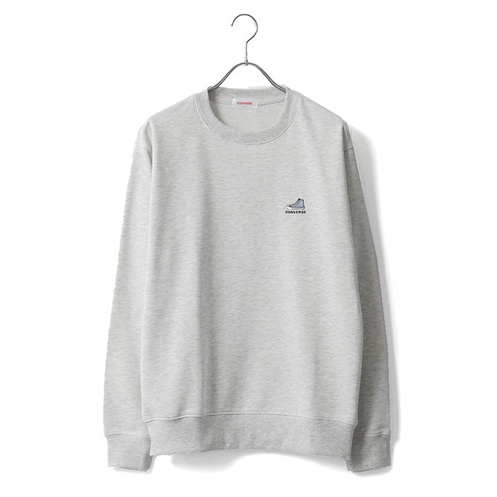 CONVERSE コンバース ワンポイント 靴 刺繍 裏毛 クルーネック スウェット トレーナー（0122280317）