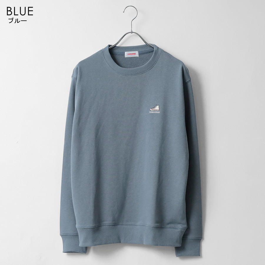CONVERSE コンバース ワンポイント 靴 刺繍 裏毛 クルーネック スウェット トレーナー（0122280317）