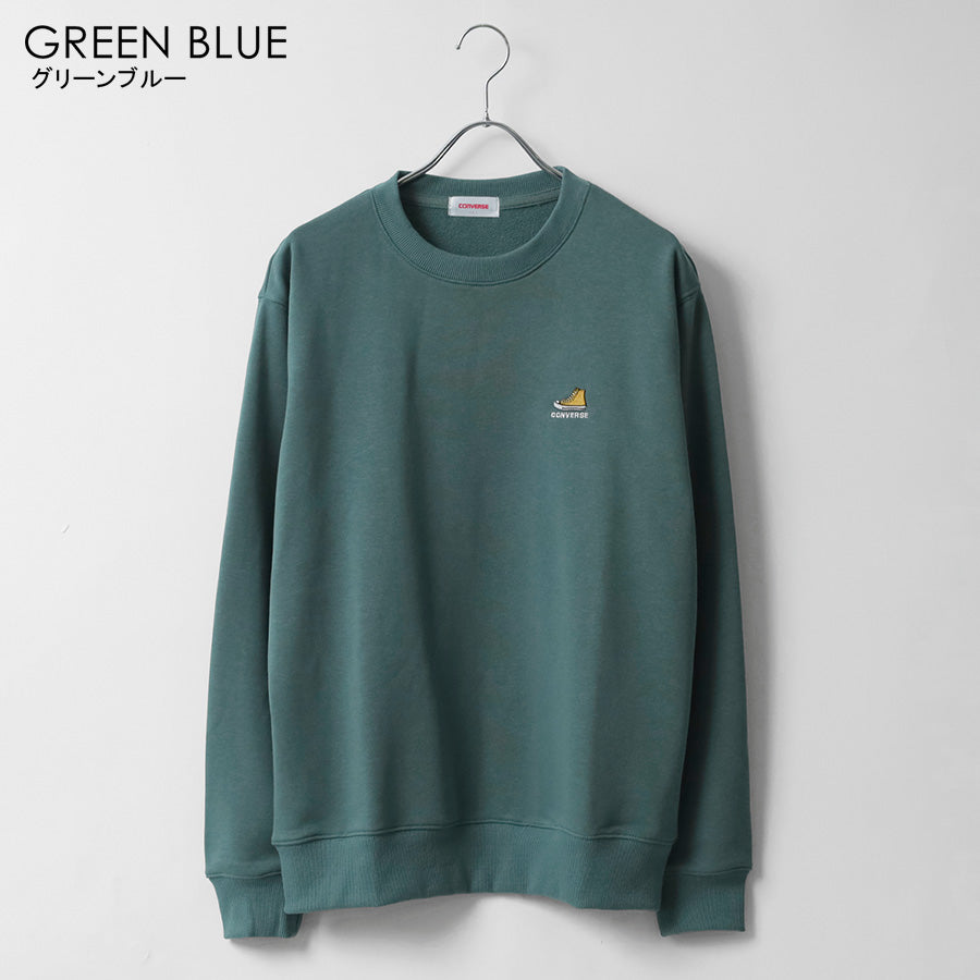 CONVERSE コンバース ワンポイント 靴 刺繍 裏毛 クルーネック スウェット トレーナー（0122280317）