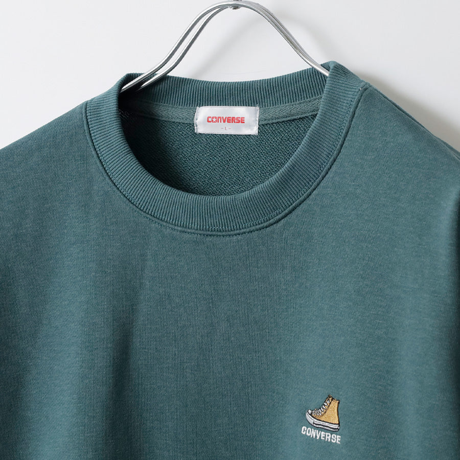 CONVERSE コンバース ワンポイント 靴 刺繍 裏毛 クルーネック スウェット トレーナー（0122280317）