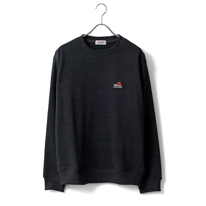 CONVERSE コンバース ワンポイント 靴 刺繍 裏毛 クルーネック スウェット トレーナー（0122280317）