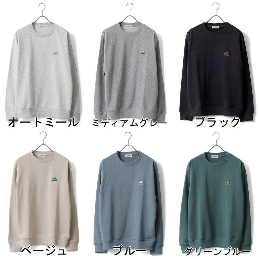 CONVERSE コンバース ワンポイント 靴 刺繍 裏毛 クルーネック スウェット トレーナー（0122280317）