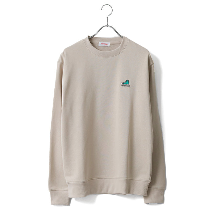 CONVERSE コンバース ワンポイント 靴 刺繍 裏毛 クルーネック スウェット トレーナー（0122280317）