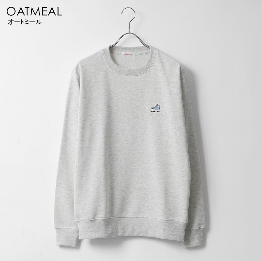 CONVERSE コンバース ワンポイント 靴 刺繍 裏毛 クルーネック スウェット トレーナー（0122280317）