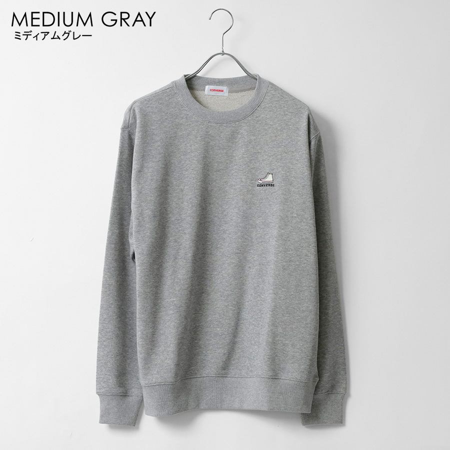 CONVERSE コンバース ワンポイント 靴 刺繍 裏毛 クルーネック スウェット トレーナー（0122280317）