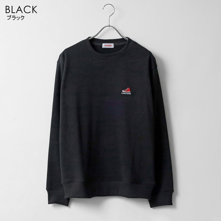 CONVERSE コンバース ワンポイント 靴 刺繍 裏毛 クルーネック スウェット トレーナー（0122280317）