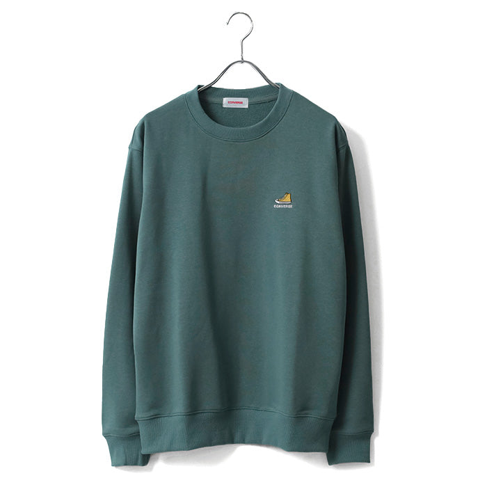 CONVERSE コンバース ワンポイント 靴 刺繍 裏毛 クルーネック スウェット トレーナー（0122280317）