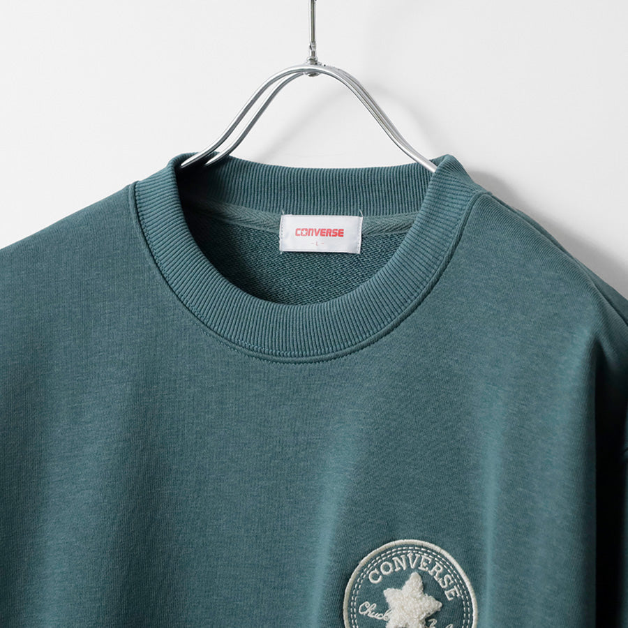CONVERSE コンバース ワンポイント ロゴ 刺繍 裏毛 クルーネック スウェット トレーナー（0122280318）