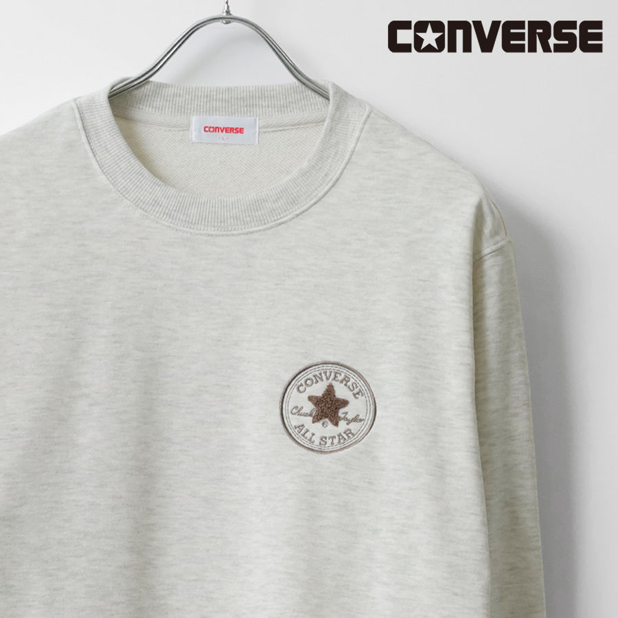CONVERSE コンバース ワンポイント ロゴ 刺繍 裏毛 クルーネック スウェット トレーナー（0122280318）