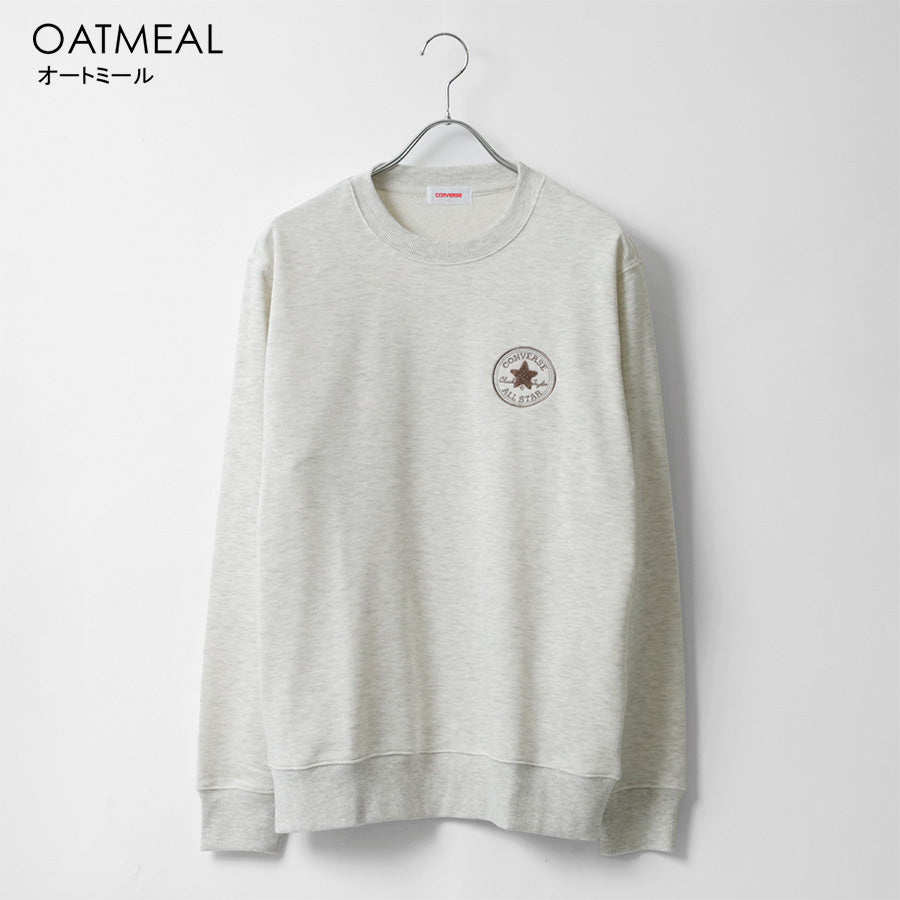CONVERSE コンバース ワンポイント ロゴ 刺繍 裏毛 クルーネック スウェット トレーナー（0122280318）