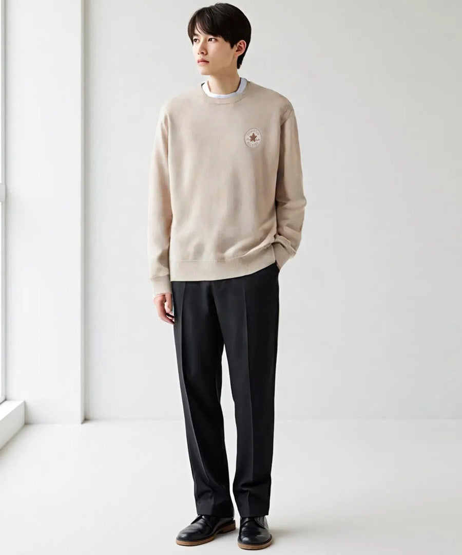 CONVERSE コンバース ワンポイント ロゴ 刺繍 裏毛 クルーネック スウェット トレーナー（0122280318）