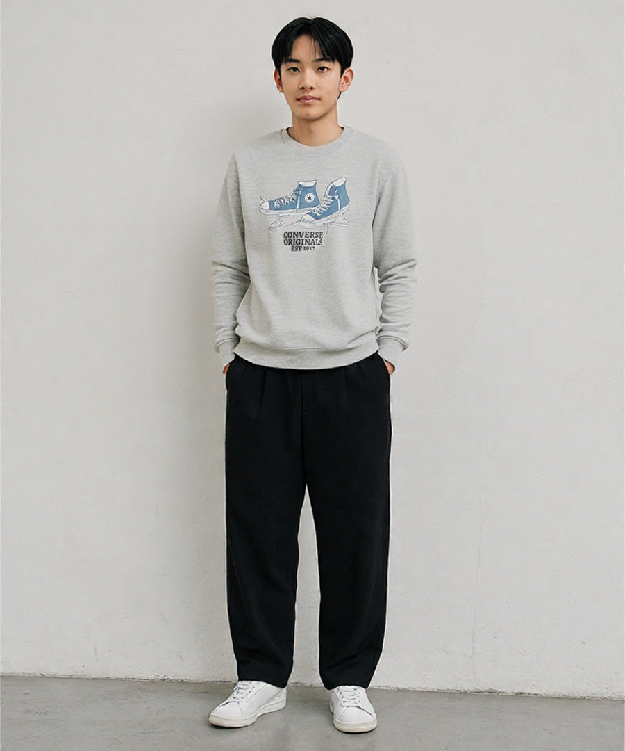 CONVERSE コンバース トレーナー メンズ レディース ユニセックス 秋冬 長袖 スウェット 無地 裏起毛 ゆったり 大きいサイズ 韓国風 ストリート系 部屋着 おしゃれ カジュアル ブランド シューズ ロゴ（0122280328）