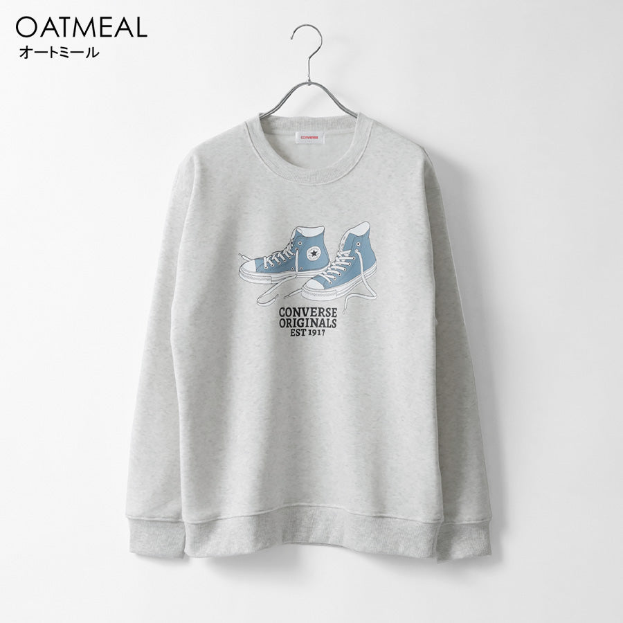 CONVERSE コンバース トレーナー メンズ レディース ユニセックス 秋冬 長袖 スウェット 無地 裏起毛 ゆったり 大きいサイズ 韓国風 ストリート系 部屋着 おしゃれ カジュアル ブランド シューズ ロゴ（0122280328）