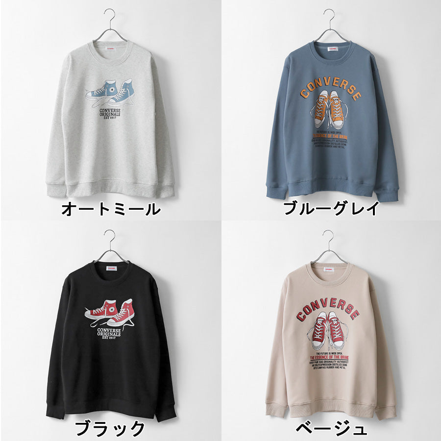 CONVERSE コンバース トレーナー メンズ レディース ユニセックス 秋冬 長袖 スウェット 無地 裏起毛 ゆったり 大きいサイズ 韓国風 ストリート系 部屋着 おしゃれ カジュアル ブランド シューズ ロゴ（0122280328）