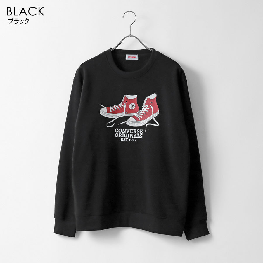 CONVERSE コンバース トレーナー メンズ レディース ユニセックス 秋冬 長袖 スウェット 無地 裏起毛 ゆったり 大きいサイズ 韓国風 ストリート系 部屋着 おしゃれ カジュアル ブランド シューズ ロゴ（0122280328）