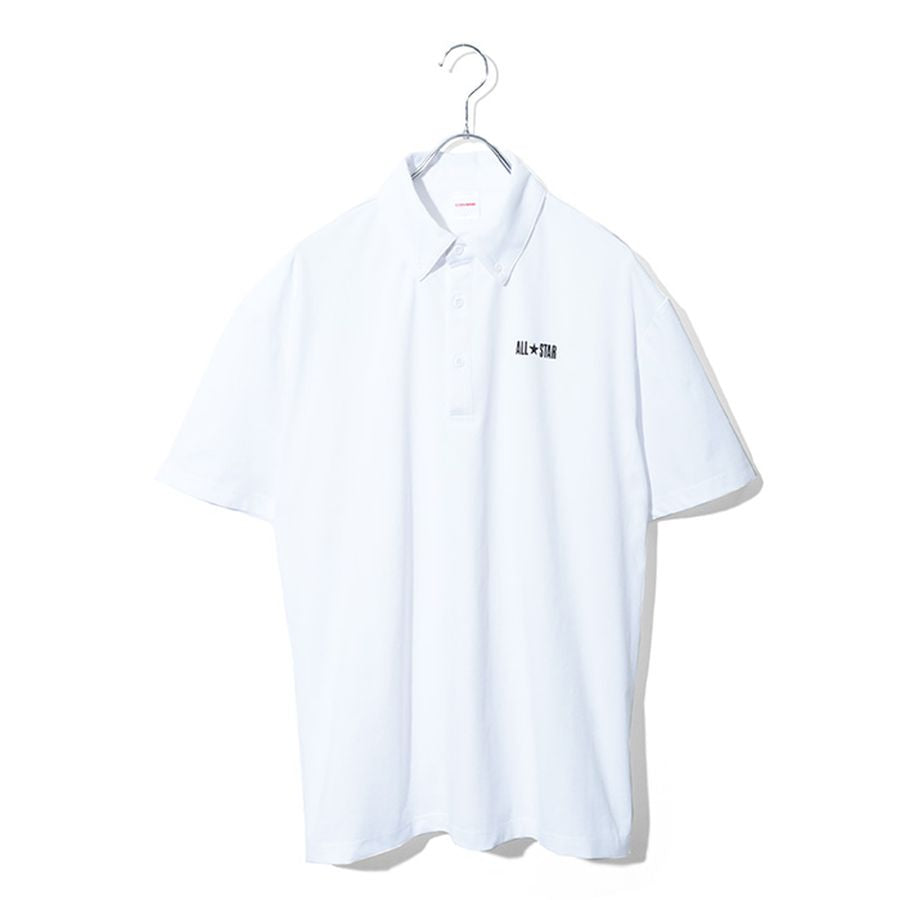 CONVERSE コンバース ポロシャツ 半袖 メンズ レディース ユニセックス ドライ ボタンダウン BD ブランド ロゴ プリント 吸水速乾 スポーツ オフィスカジュアル（0142280189）