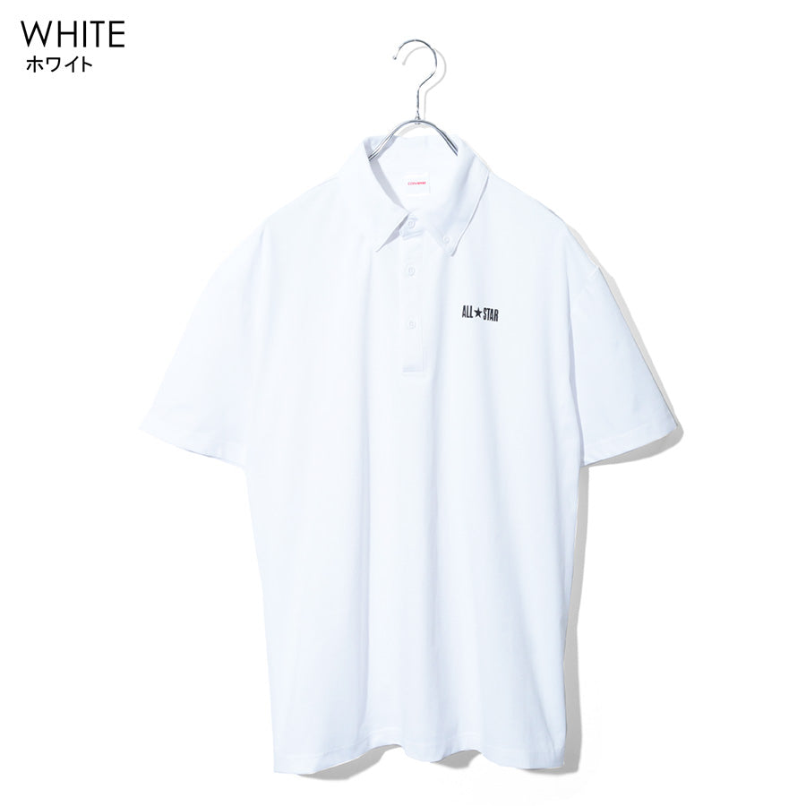 CONVERSE コンバース ポロシャツ 半袖 メンズ レディース ユニセックス ドライ ボタンダウン BD ブランド ロゴ プリント 吸水速乾 スポーツ オフィスカジュアル（0142280189）