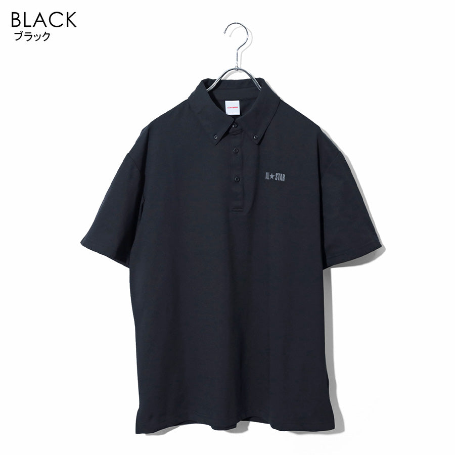 CONVERSE コンバース ポロシャツ 半袖 メンズ レディース ユニセックス ドライ ボタンダウン BD ブランド ロゴ プリント 吸水速乾 スポーツ オフィスカジュアル（0142280189）