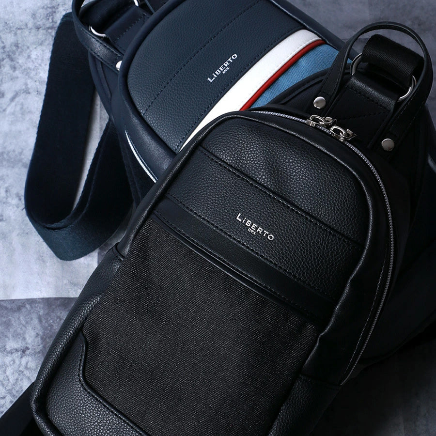 LiBERTO EDWIN リベルト エドウィン ボディーバック デニム 切り替え メンズ バッグ 鞄 カバン 斜めがけ 小さめ シンプル ブランド おしゃれ オシャレ コーデ 人気 かわいい ペアルック メンズファッション（7728490111）