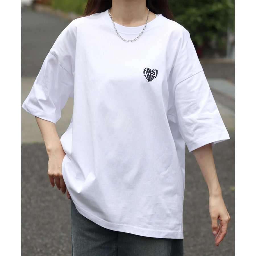 Lazar ラザル Tシャツ メンズ レディース ユニセックス 半袖 ロゴ ワンポイント 刺繍 ビッグシルエット オーバーサイズ ハート柄 カットソー（0115030058）