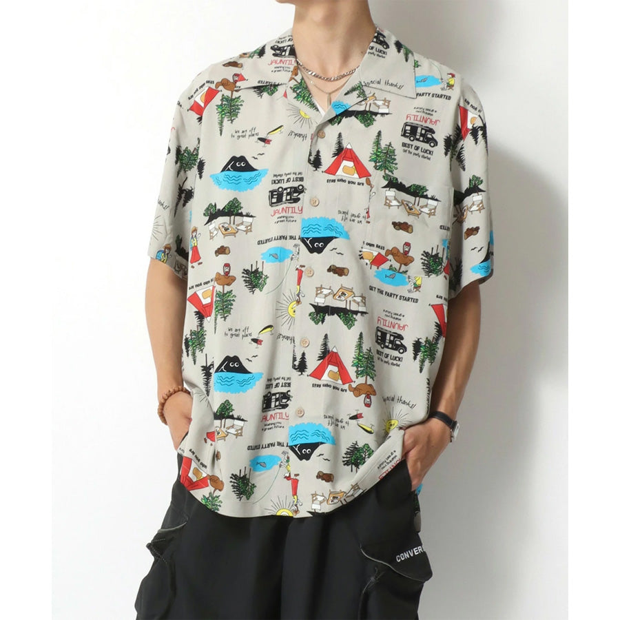 【大きいサイズ】marukawa アロハシャツ メンズ 大きいサイズ レーヨン 半袖 花柄 ハワイ シンプル アウトドア 夏服 夏用 涼しい 総柄 シャツ 柄シャツ ハワイアンシャツ 和柄 魚 派手 清涼 カジュアル アメカジ 沖縄 旅行（6842820064）