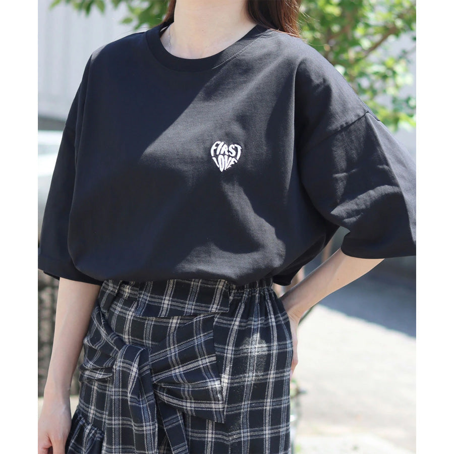 Lazar ラザル Tシャツ メンズ レディース ユニセックス 半袖 ロゴ ワンポイント 刺繍 ビッグシルエット オーバーサイズ ハート柄 カットソー（0115030058）
