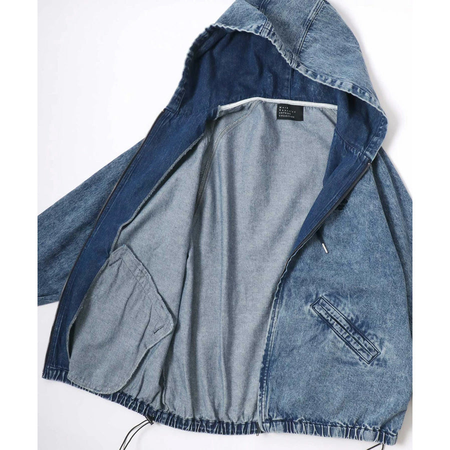 Mark Gonzales マークゴンザレス デニムジャケット メンズ フーディ 別注 オーバーサイズ デニム リアルツリーカモ ジップアップパーカー 総柄パーカー（3135030002）