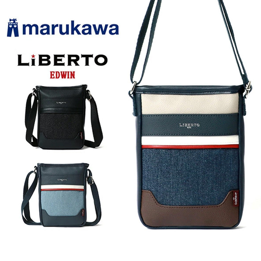 LiBERTO EDWIN リベルト エドウィン ショルダーバック デニム切り替え メンズ バッグ 鞄 カバン 斜めがけ 小さめ コンパクト シンプル（7728490109）