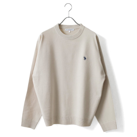 U.S. POLO ASSN. ユーエスポロアッスン ニット セーター メンズ レディース ユニセックス オーバーサイズ ハイゲージニット ブランド ロゴ ワンポイント刺繍 クルーネック（1137140001）