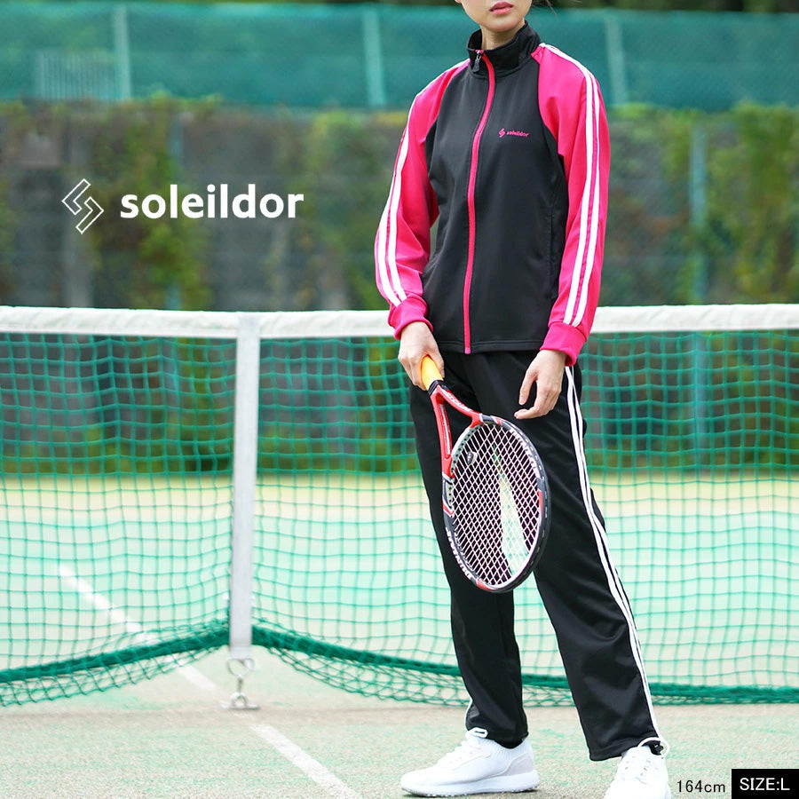 【大きいサイズ】soleildor ソレイルドール ジャージ 上下 レディース セットアップ 大きいサイズ スポーツウェア トレーニングウェア ブランド おしゃれ トップス パンツ 長袖 ゆったり（0362210002）