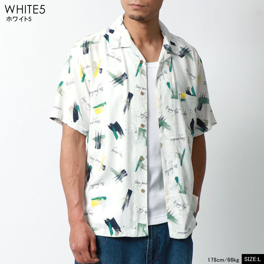 MARUKAWA アロハシャツ 半袖 総柄 レーヨン オープンカラーシャツ ALOHA ハワイ ハワイアン