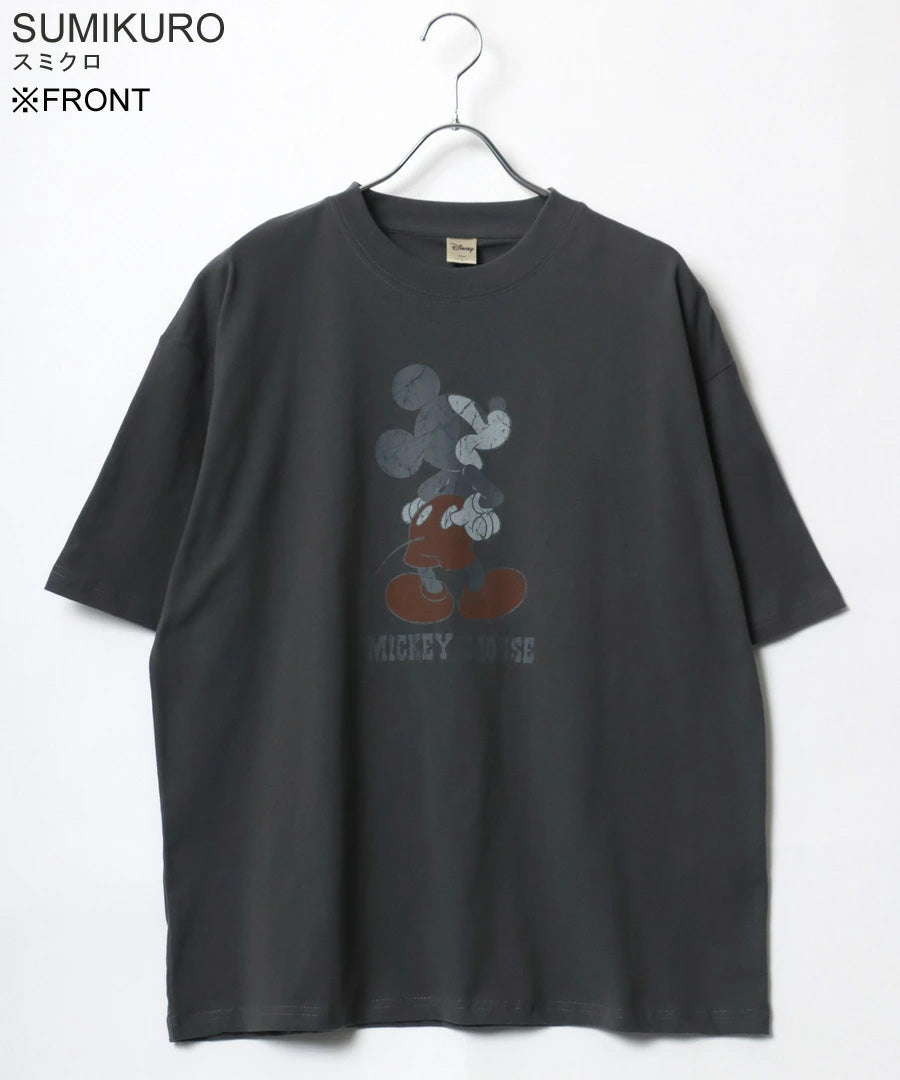 Disney ディズニー ミッキーマウス Tシャツ 半袖 メンズ レディース ユニセックス キャラクター ヴィンテージ調 プリント ラグラン 綿100％（0112281239）