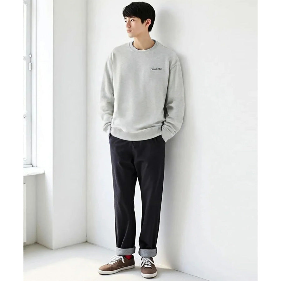 CONVERSE コンバース ワンポイント ロゴ 刺繍 裏毛 クルーネック スウェット トレーナー（0122280316）