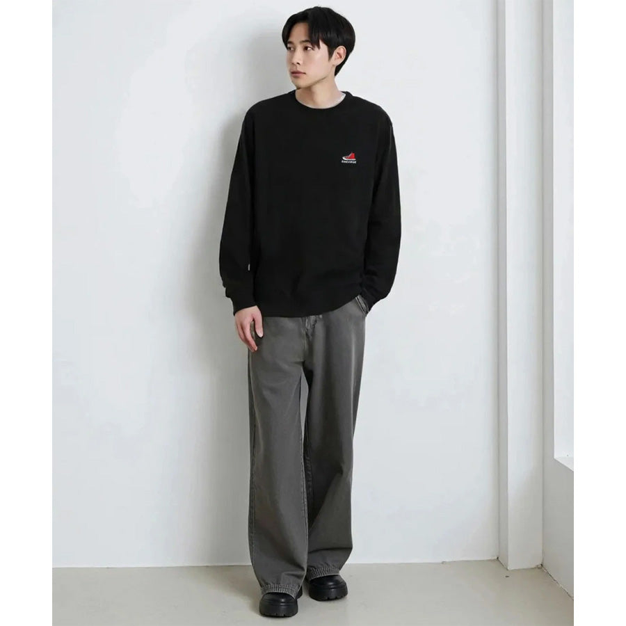 CONVERSE コンバース ワンポイント 靴 刺繍 裏毛 クルーネック スウェット トレーナー（0122280317）