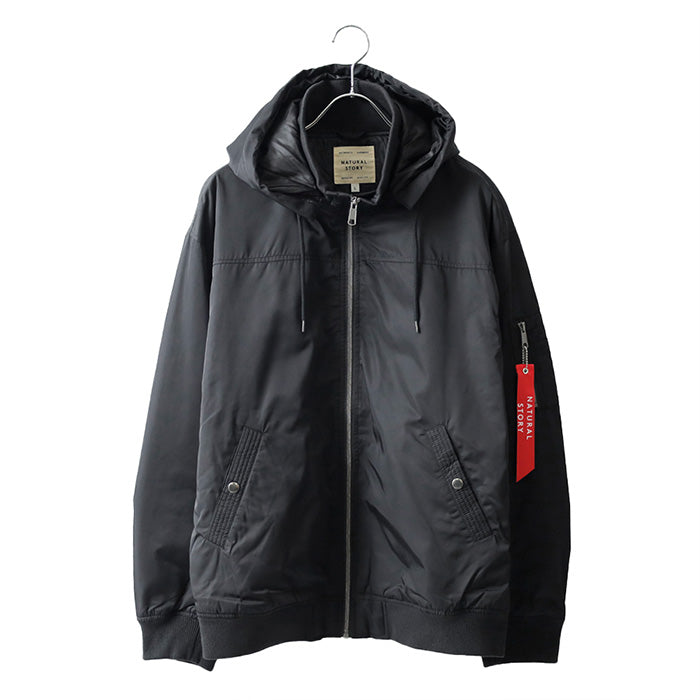 marukawa フライトジャケット メンズ 中綿 ブルゾン フード付き ジップアップ ミリタリー 防寒 保温 ユニセックス 秋 冬 アウター（3162280041）