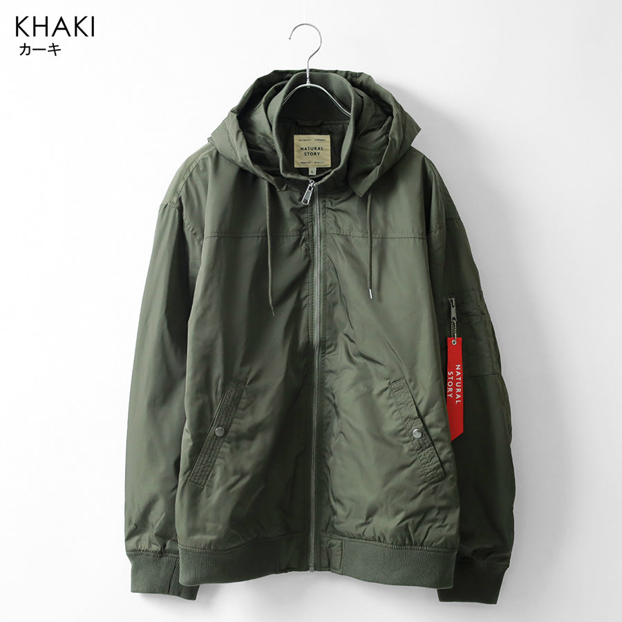 marukawa フライトジャケット メンズ 中綿 ブルゾン フード付き ジップアップ ミリタリー 防寒 保温 ユニセックス 秋 冬 アウター（3162280041）