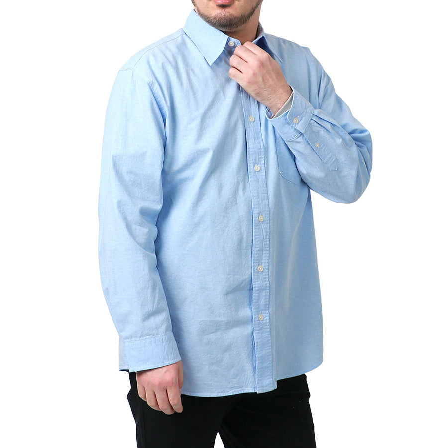 【大きいサイズ】MRU エムアールユー オックスフォードシャツ 大きいサイズ キングサイズ 無地 切替え 長袖 シャツ シンプル きれいめ カジュアル