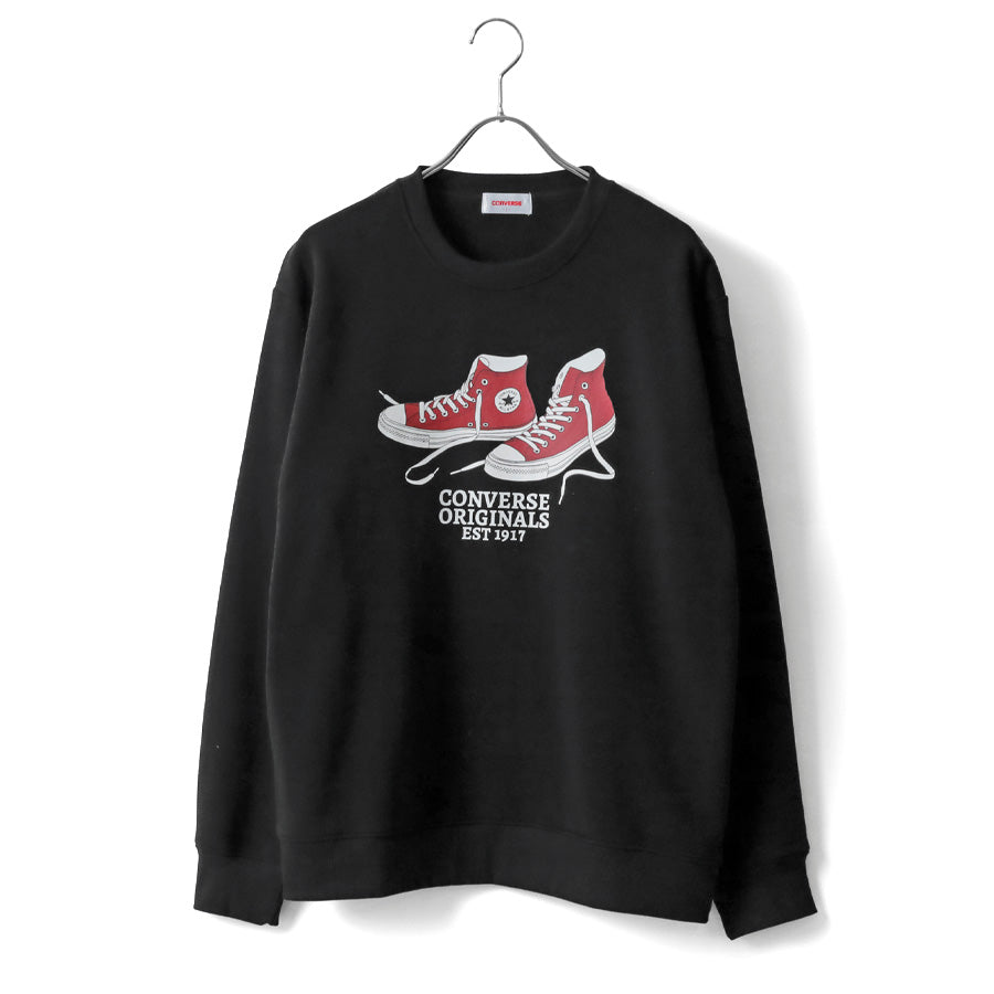 CONVERSE コンバース トレーナー メンズ レディース ユニセックス 秋冬 長袖 スウェット 無地 裏起毛 ゆったり 大きいサイズ 韓国風 ストリート系 部屋着 おしゃれ カジュアル ブランド シューズ ロゴ（0122280328）