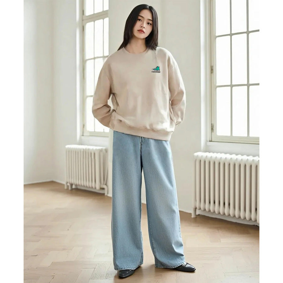 CONVERSE コンバース ワンポイント 靴 刺繍 裏毛 クルーネック スウェット トレーナー（0122280317）