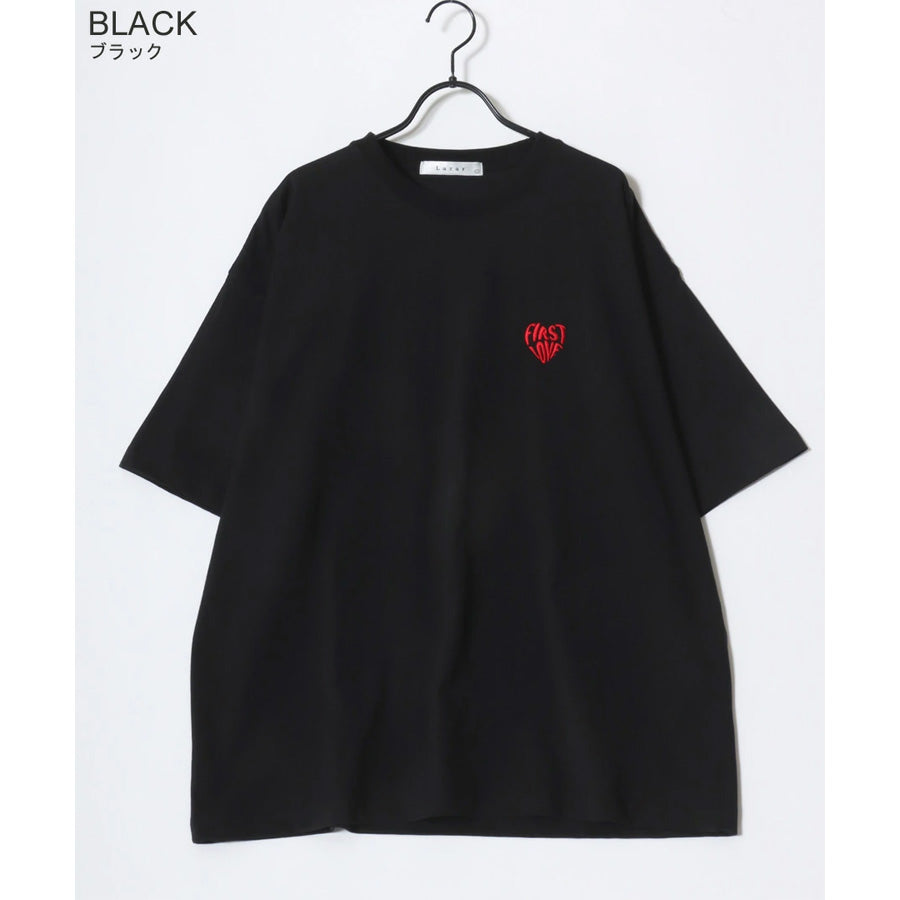 Lazar ラザル Tシャツ メンズ レディース ユニセックス 半袖 ロゴ ワンポイント 刺繍 ビッグシルエット オーバーサイズ ハート柄 カットソー（0115030058）