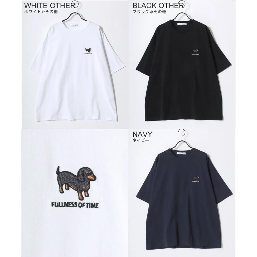 Lazar ラザル Tシャツ メンズ レディース ユニセックス 半袖 ビッグシルエット オーバーサイズ ロゴ ワンポイント 刺繍 アニマル柄 犬柄 猫柄 カットソー トップス（0115030059）