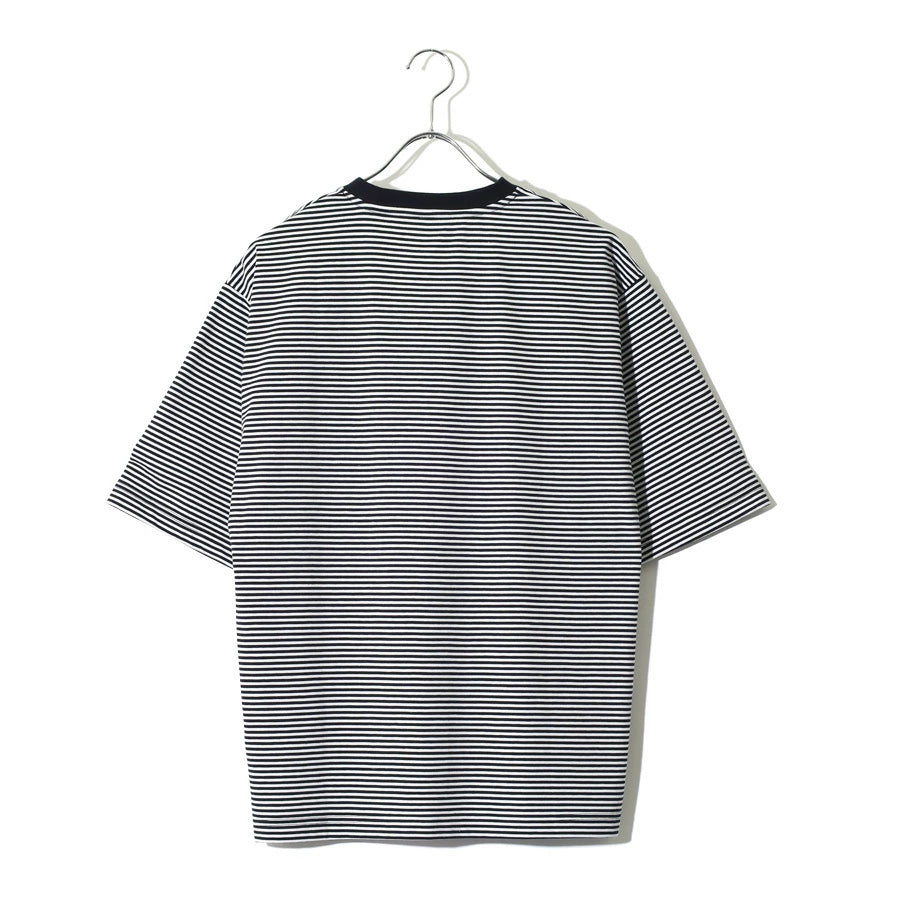 ヒヤロン 接触冷感 Tシャツ 半袖 ボーダー メンズ レディース ユニセックス クルーネック ポケット付き ポケT ひんやり 涼しい(0111690023)