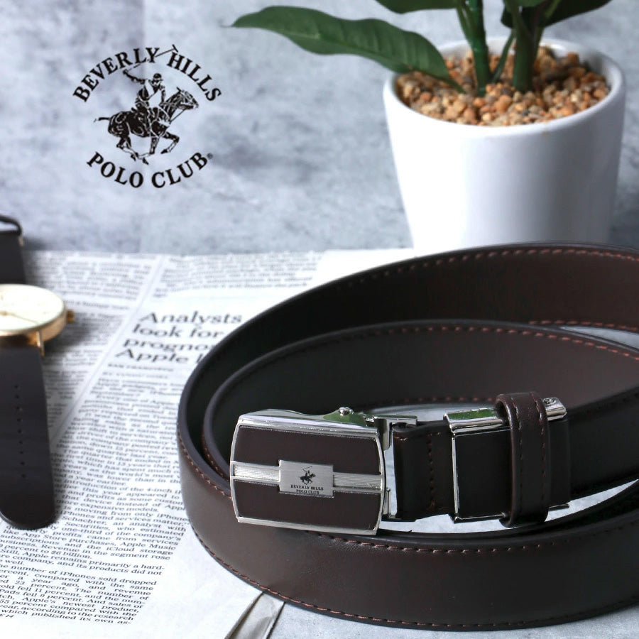 BEVERLY HILLS POLO CLUB ビバリーヒルズポロクラブ ベルト メンズ レザー 全長110cm 伸びるベルト 伸縮ベルト フィットバックル式 ブランド 革ベルト ビジネス カジュアル シンプル（7718490287）