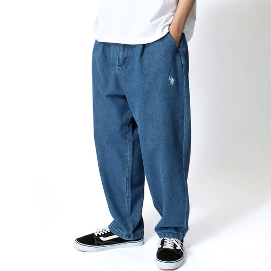 U.S. POLO ASSN. ユーエスポロアッスン T/Cツイル デニム タックワイドパンツ ルーズテーパードパンツ メンズ 秋服 ズボン ボトム ボトムス （5161120031）