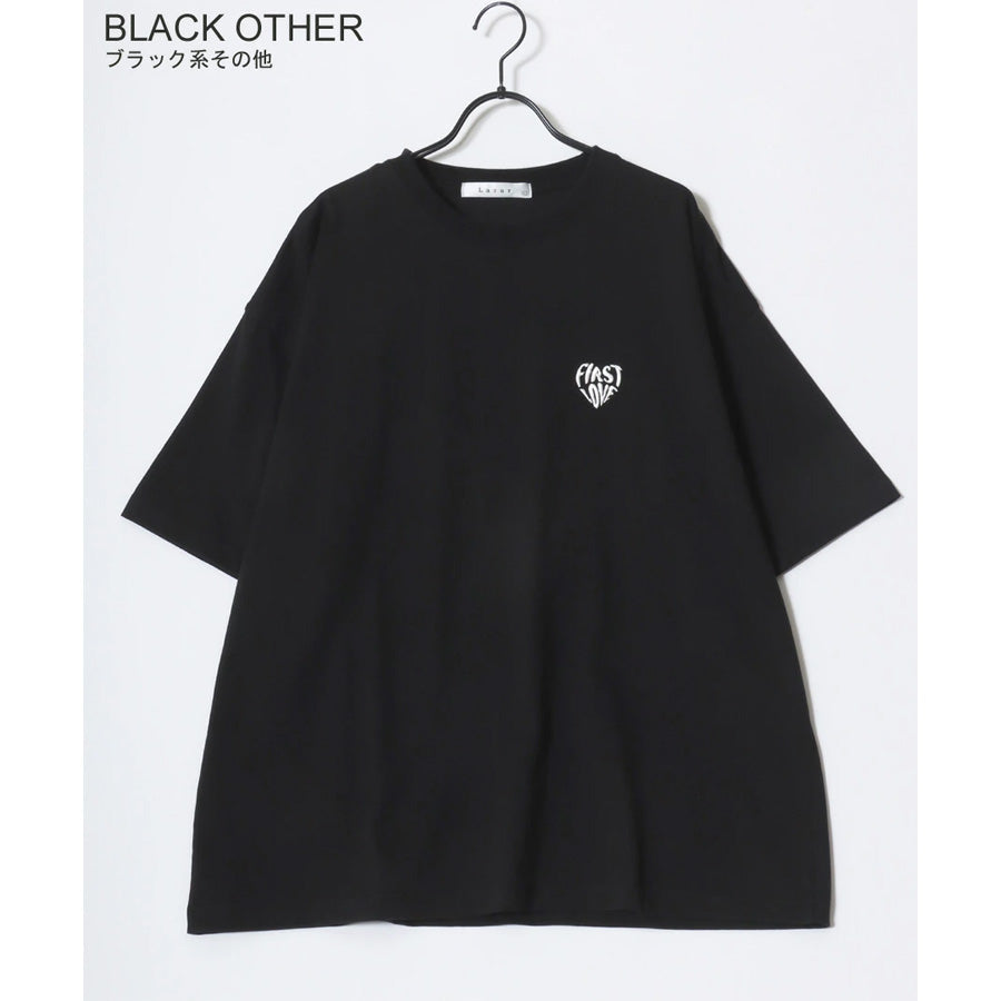 Lazar ラザル Tシャツ メンズ レディース ユニセックス 半袖 ロゴ ワンポイント 刺繍 ビッグシルエット オーバーサイズ ハート柄 カットソー（0115030058）