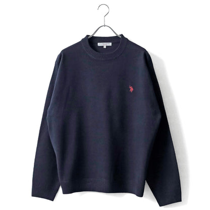 U.S. POLO ASSN. ユーエスポロアッスン ニット セーター メンズ レディース ユニセックス オーバーサイズ ハイゲージニット ブランド ロゴ ワンポイント刺繍 クルーネック（1137140001）