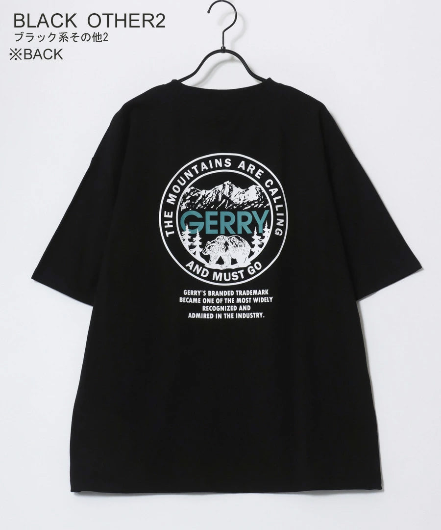 GERRY ジェリー Tシャツ 半袖 メンズ レディース ユニセックス 綿100% ブランド オーバーサイズ ビッグシルエット 大きいサイズ アウトドア バックプリント ロゴ ワンポイン刺繍（0112680019）